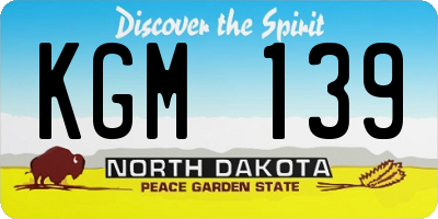 ND license plate KGM139