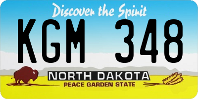 ND license plate KGM348