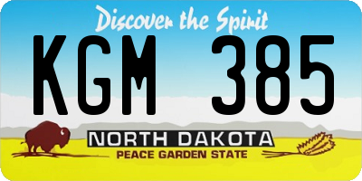 ND license plate KGM385