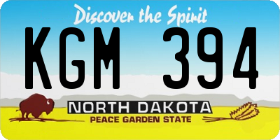 ND license plate KGM394