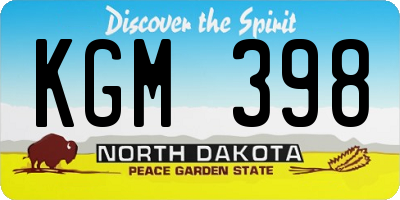 ND license plate KGM398