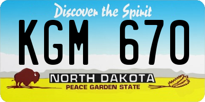 ND license plate KGM670