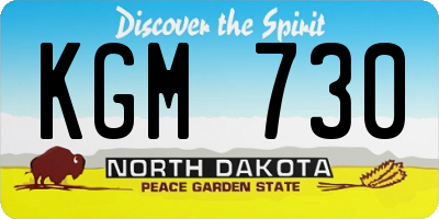 ND license plate KGM730