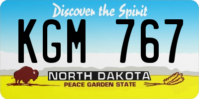 ND license plate KGM767