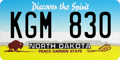 ND license plate KGM830
