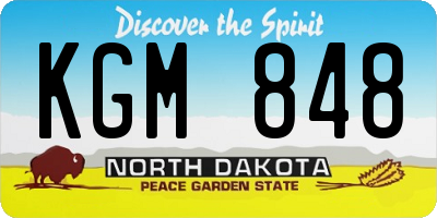 ND license plate KGM848