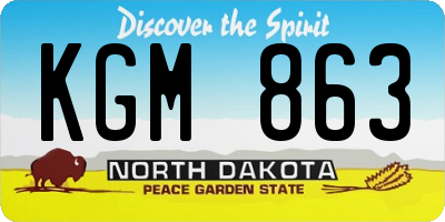 ND license plate KGM863