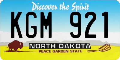 ND license plate KGM921