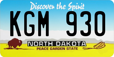 ND license plate KGM930