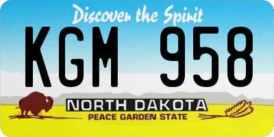 ND license plate KGM958