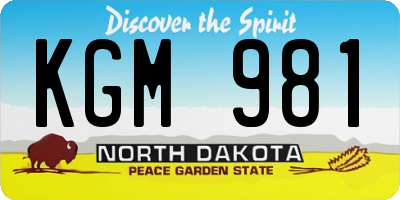 ND license plate KGM981