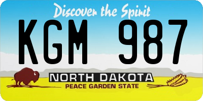 ND license plate KGM987