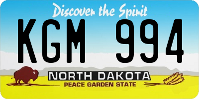 ND license plate KGM994
