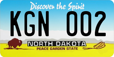 ND license plate KGN002