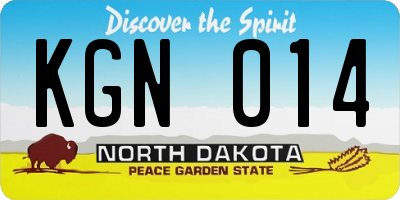 ND license plate KGN014