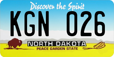 ND license plate KGN026