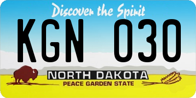 ND license plate KGN030