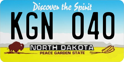 ND license plate KGN040