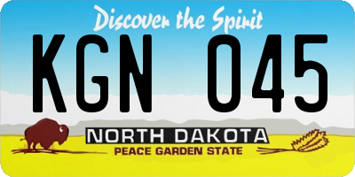ND license plate KGN045