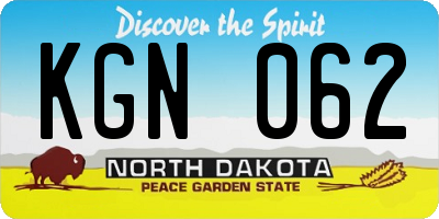 ND license plate KGN062