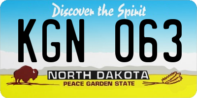 ND license plate KGN063