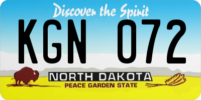 ND license plate KGN072
