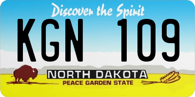 ND license plate KGN109