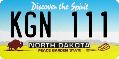 ND license plate KGN111
