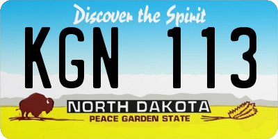ND license plate KGN113