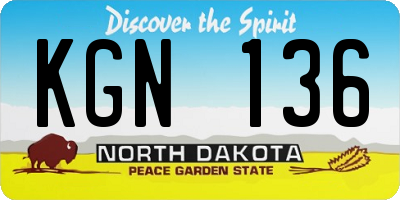 ND license plate KGN136