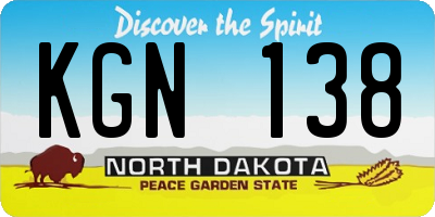 ND license plate KGN138