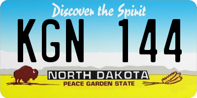 ND license plate KGN144