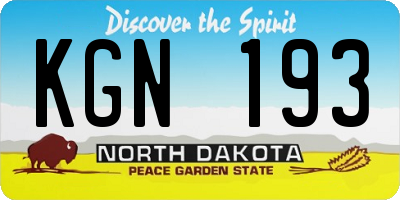 ND license plate KGN193