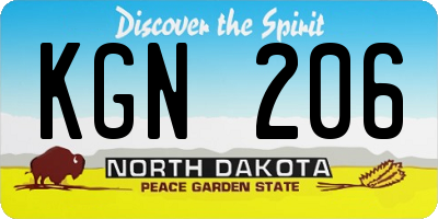 ND license plate KGN206