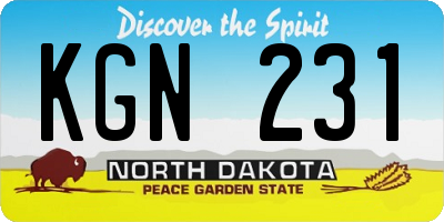 ND license plate KGN231
