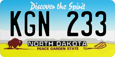 ND license plate KGN233