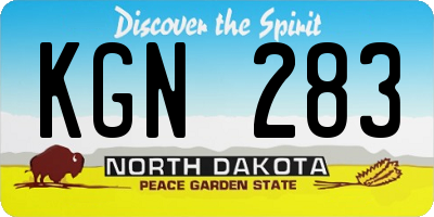 ND license plate KGN283
