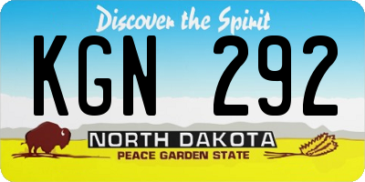 ND license plate KGN292