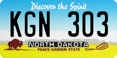 ND license plate KGN303