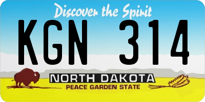ND license plate KGN314