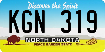 ND license plate KGN319