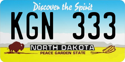ND license plate KGN333