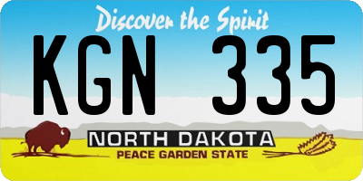 ND license plate KGN335