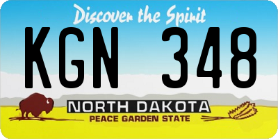 ND license plate KGN348
