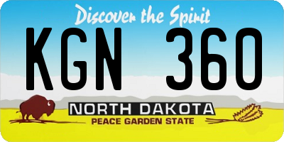 ND license plate KGN360