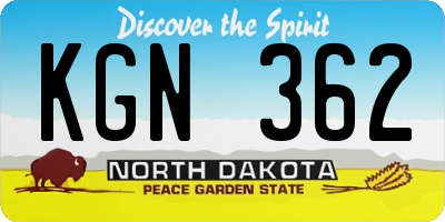 ND license plate KGN362