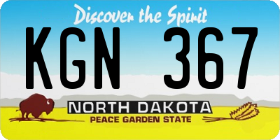 ND license plate KGN367