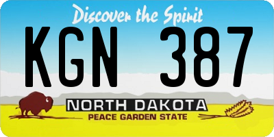 ND license plate KGN387