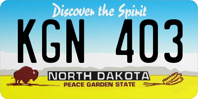 ND license plate KGN403