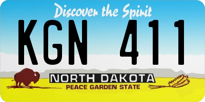 ND license plate KGN411